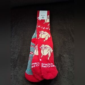 American Red Cross "Friends" TV Show Central Perk and Turkey Knee Socks Pair NWT